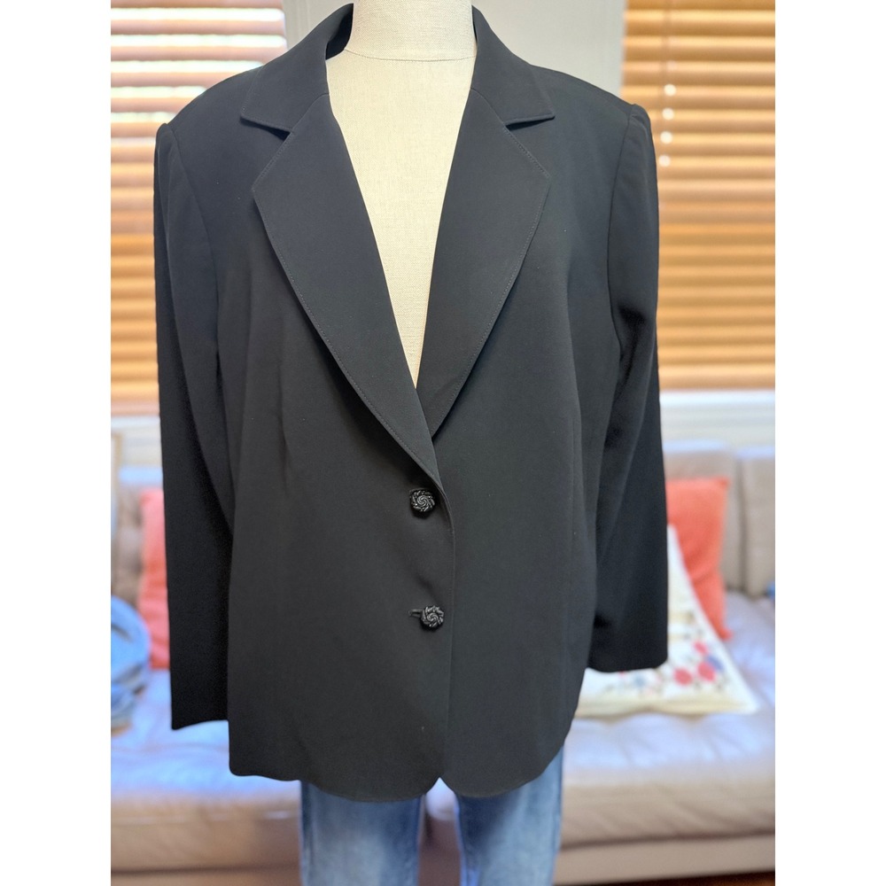 Talbots Woman Black Blazer Jacket Size 20W Two Button Professional Office Wear